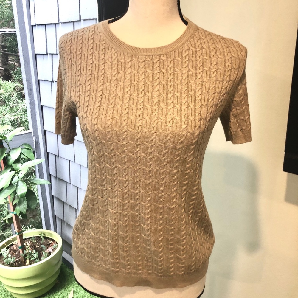 Brooks Brothers XS Silk Taupe Crew Neck sweater